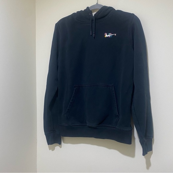 Women’s Faded Black Nike Hoodie with Homemade Floral  Embroidery Details Size S - Picture 1 of 16